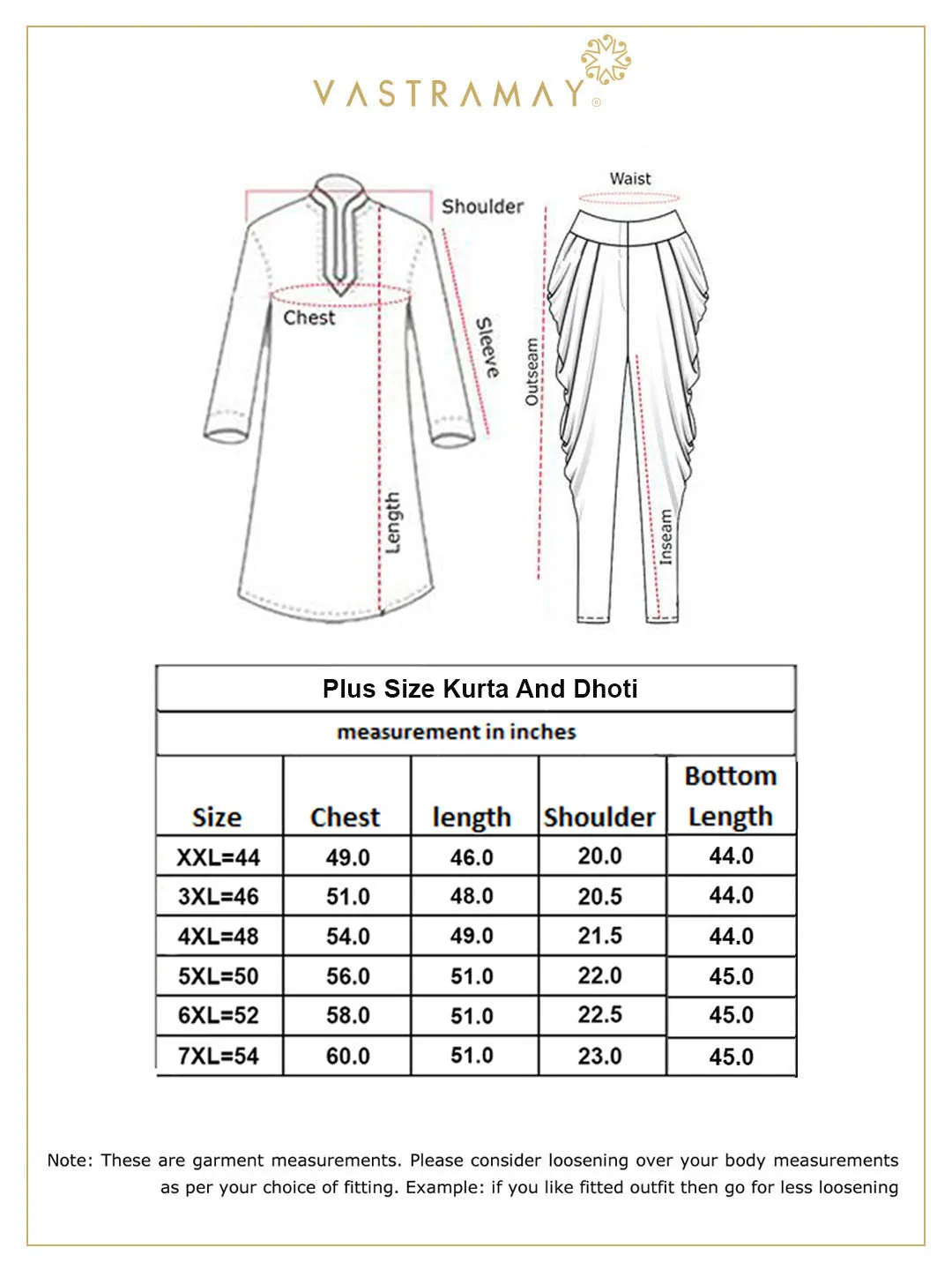 VASTRAMAY Men's Orange Chikankari Kurta Dhoti