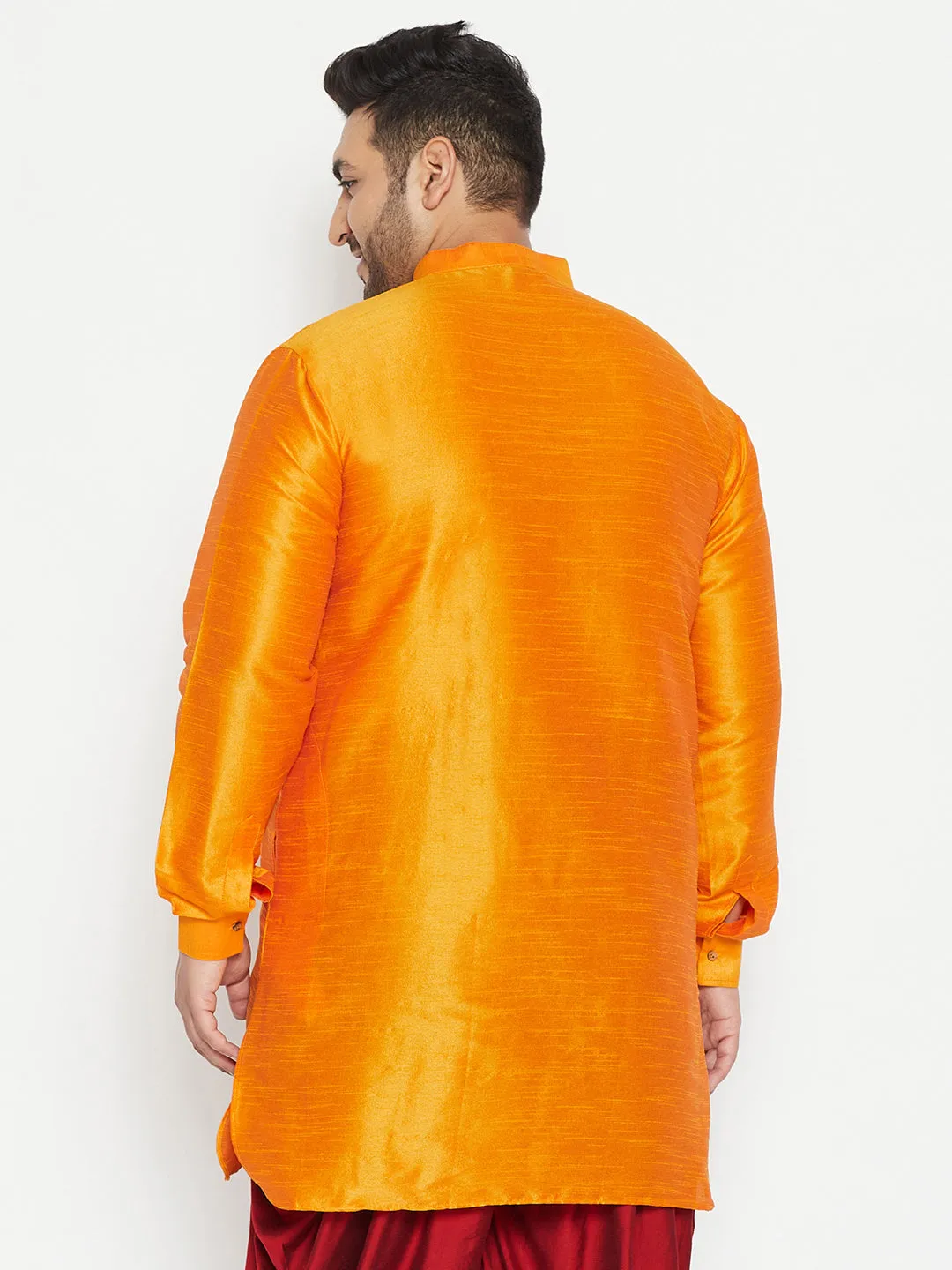 VASTRAMAY Orange Silk Blend Kurta