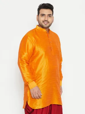VASTRAMAY Orange Silk Blend Kurta