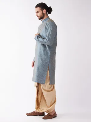 VASYTAMAY Men's Aqua Blue Silk Dhoti