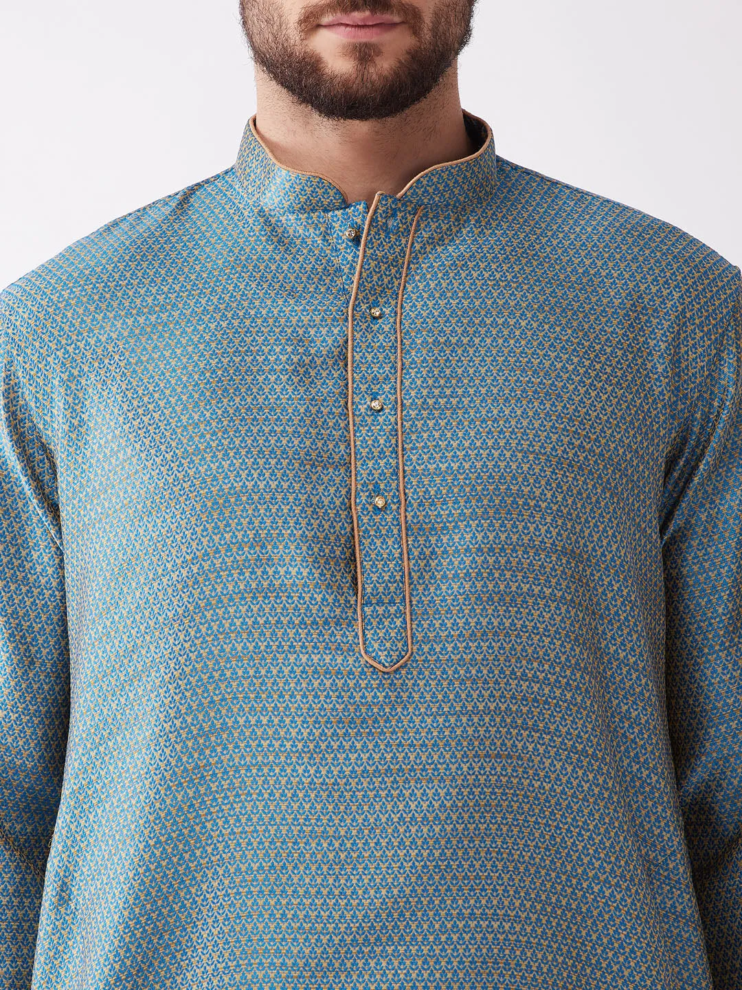 VASYTAMAY Men's Aqua Blue Silk Dhoti