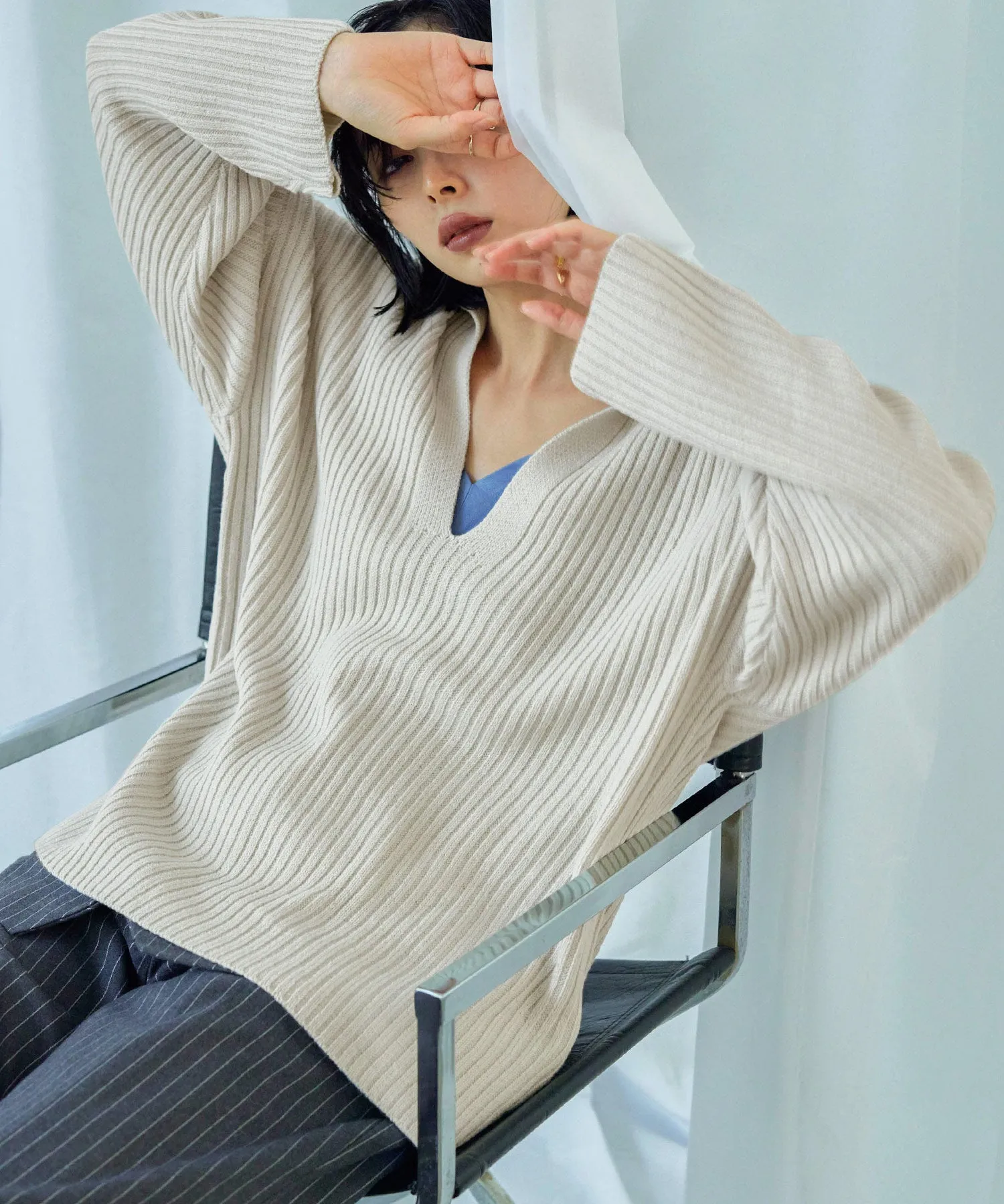 Vneck Collar Knit Pullover
