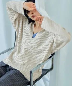Vneck Collar Knit Pullover