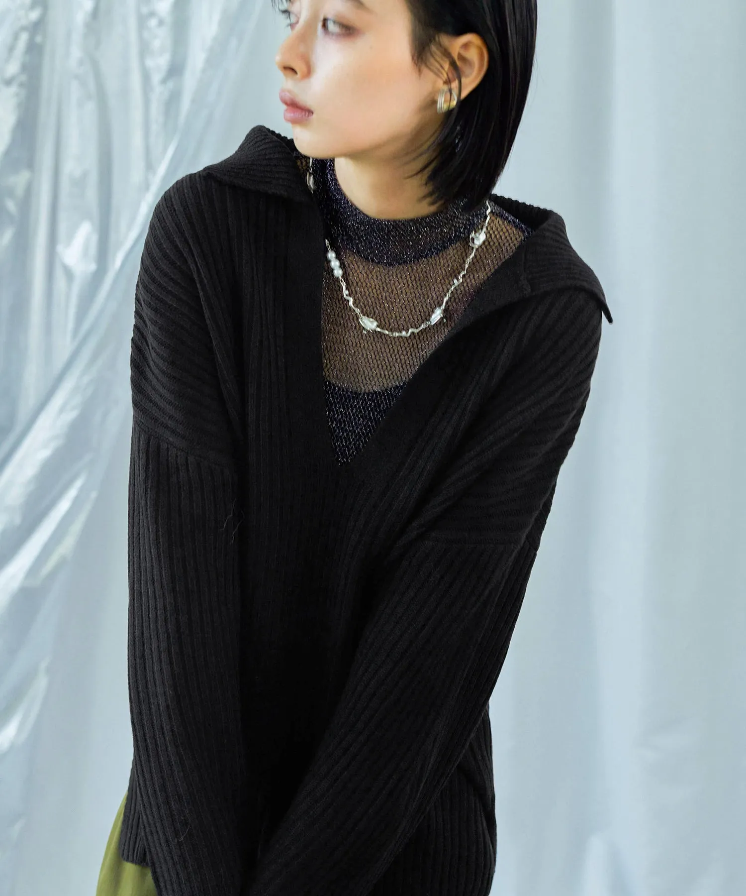 Vneck Collar Knit Pullover