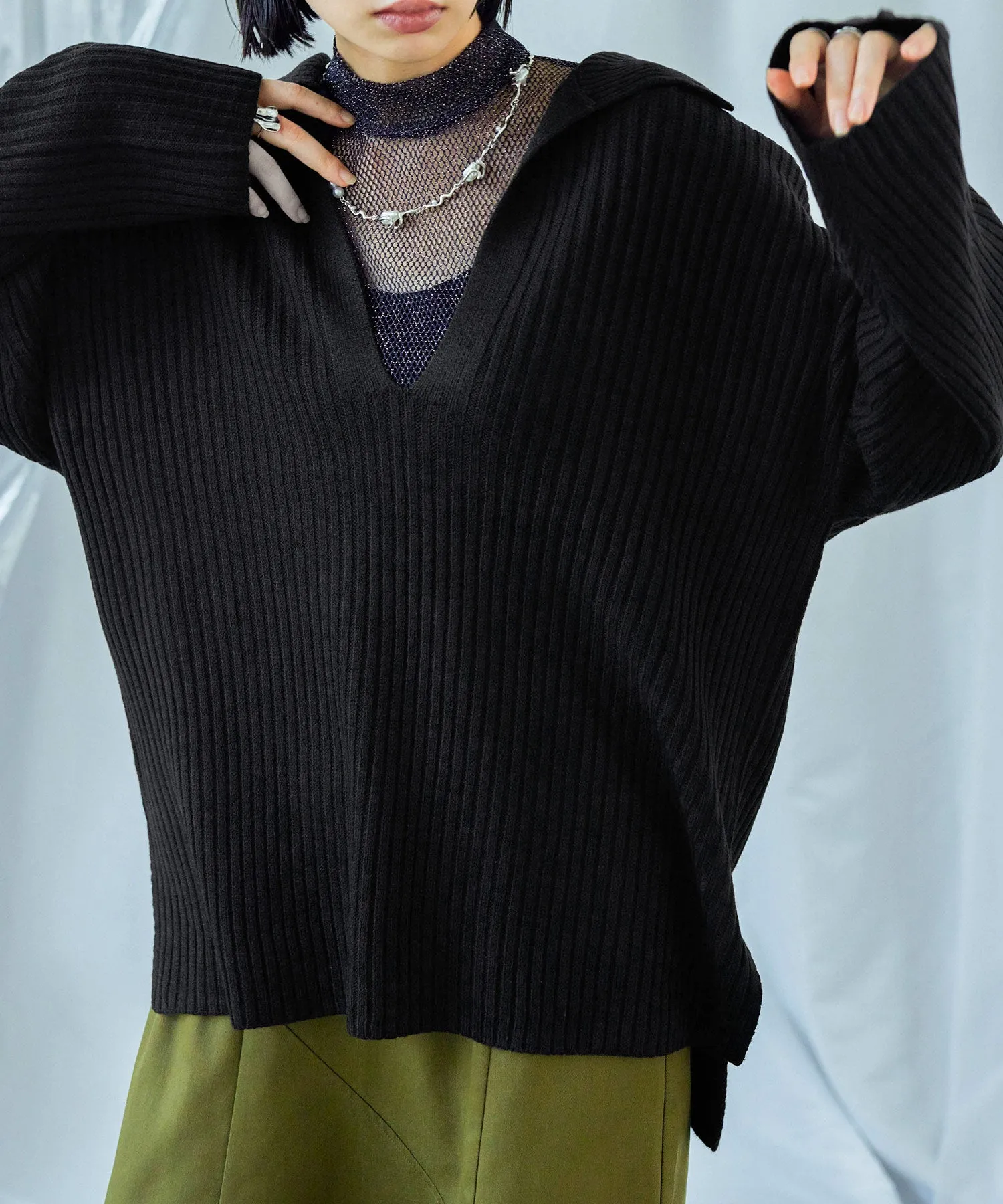 Vneck Collar Knit Pullover