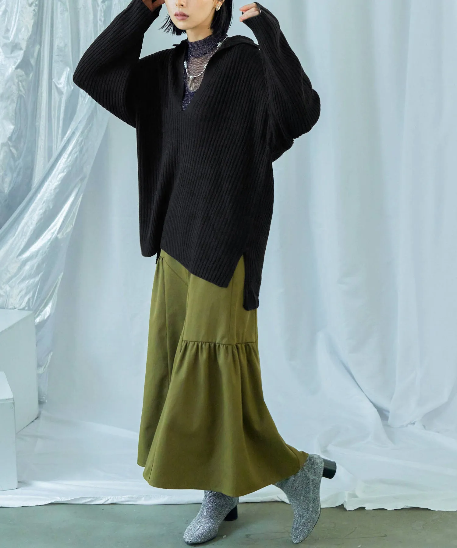 Vneck Collar Knit Pullover