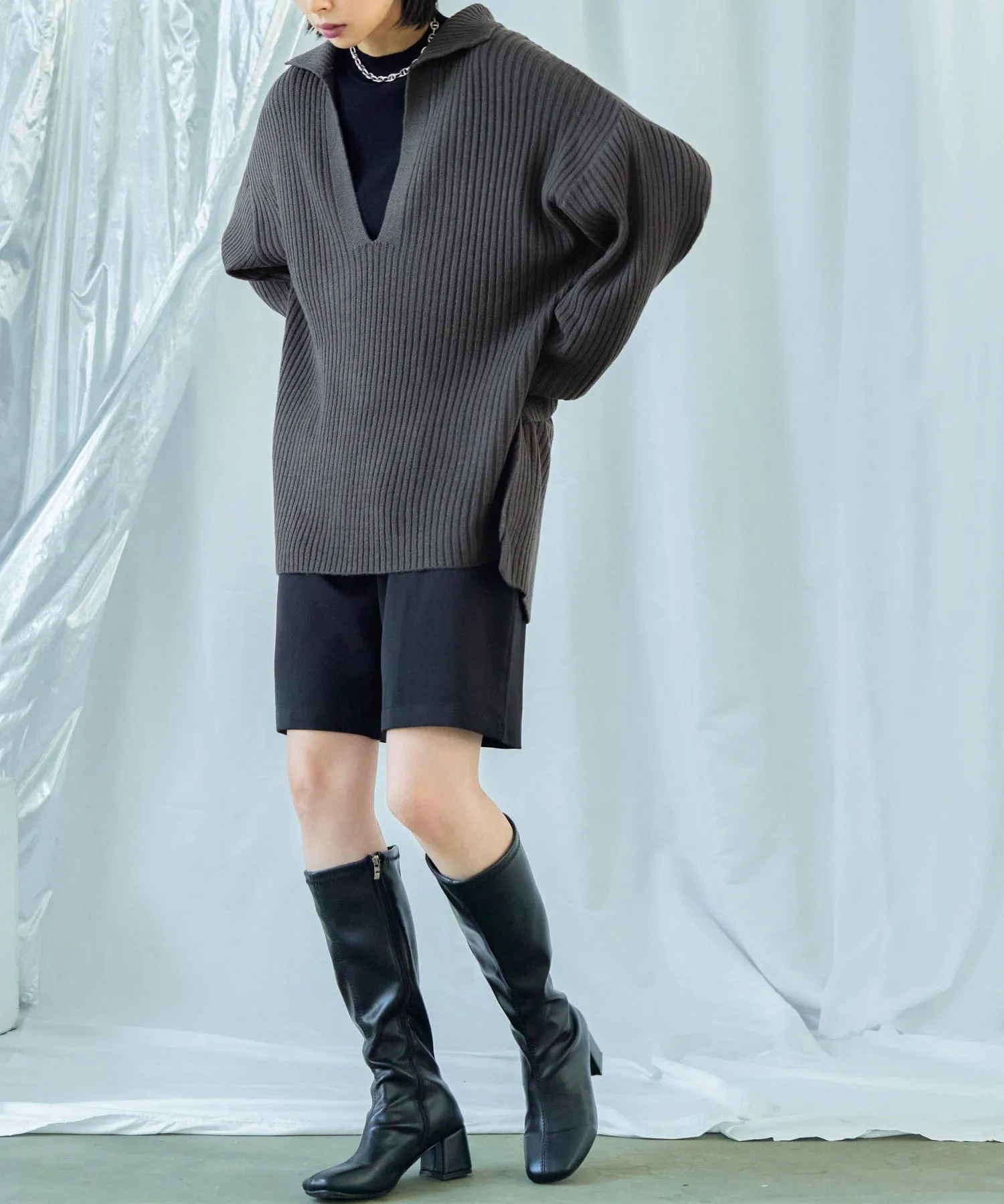 Vneck Collar Knit Pullover