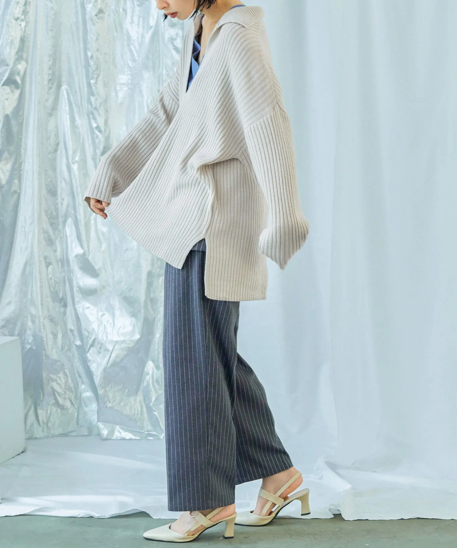 Vneck Collar Knit Pullover