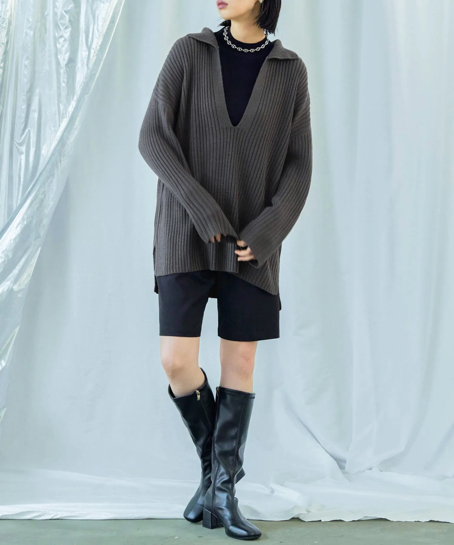 Vneck Collar Knit Pullover