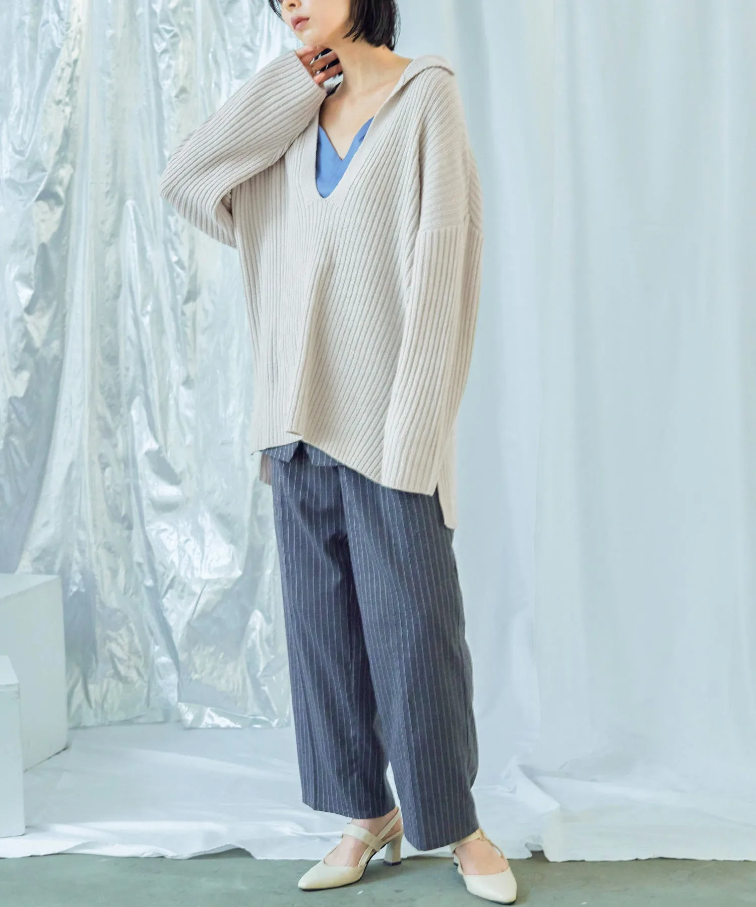 Vneck Collar Knit Pullover