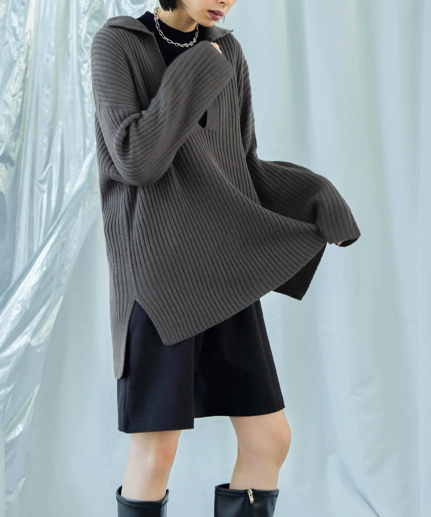 Vneck Collar Knit Pullover