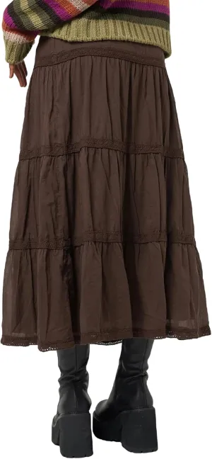 Women's Fairy Grunge Midi Skirt High Waist Vintage A-Line Long Skirt Lace Up Solid Color Y2K Streetwear Clothes