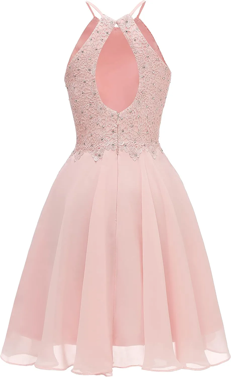 Women's Short Lace Homecoming Dress Knee Length Halter Prom Dresses for Teens Graduation Party Gown