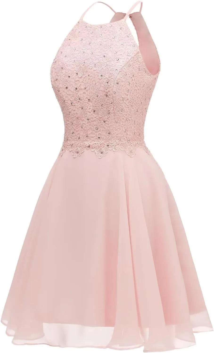 Women's Short Lace Homecoming Dress Knee Length Halter Prom Dresses for Teens Graduation Party Gown