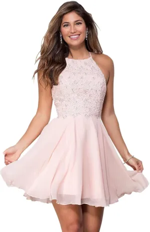 Women's Short Lace Homecoming Dress Knee Length Halter Prom Dresses for Teens Graduation Party Gown
