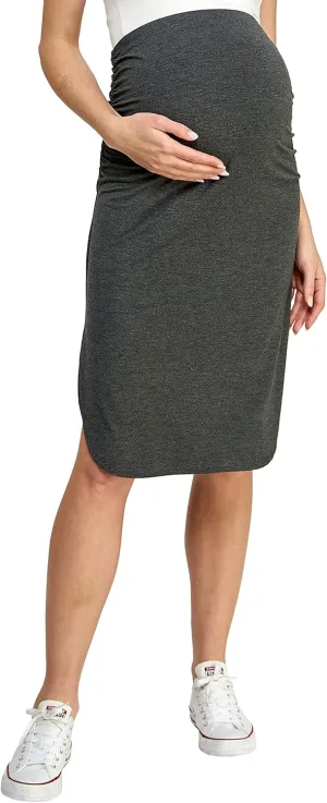 Women's Side Split High Waist Midi Maternity Skirt