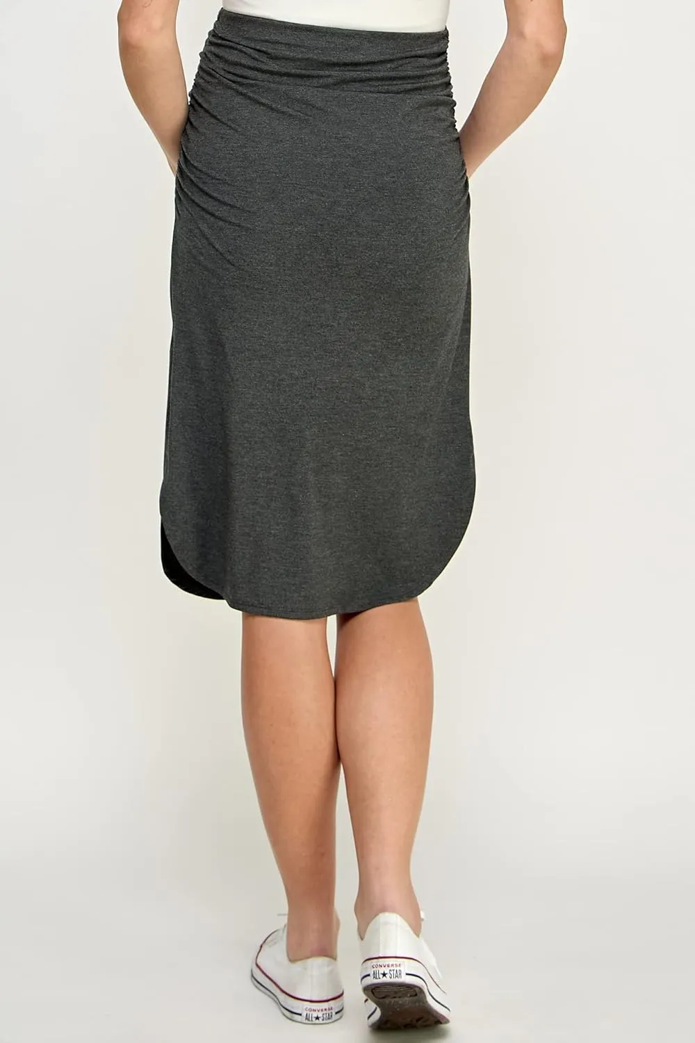Women's Side Split High Waist Midi Maternity Skirt
