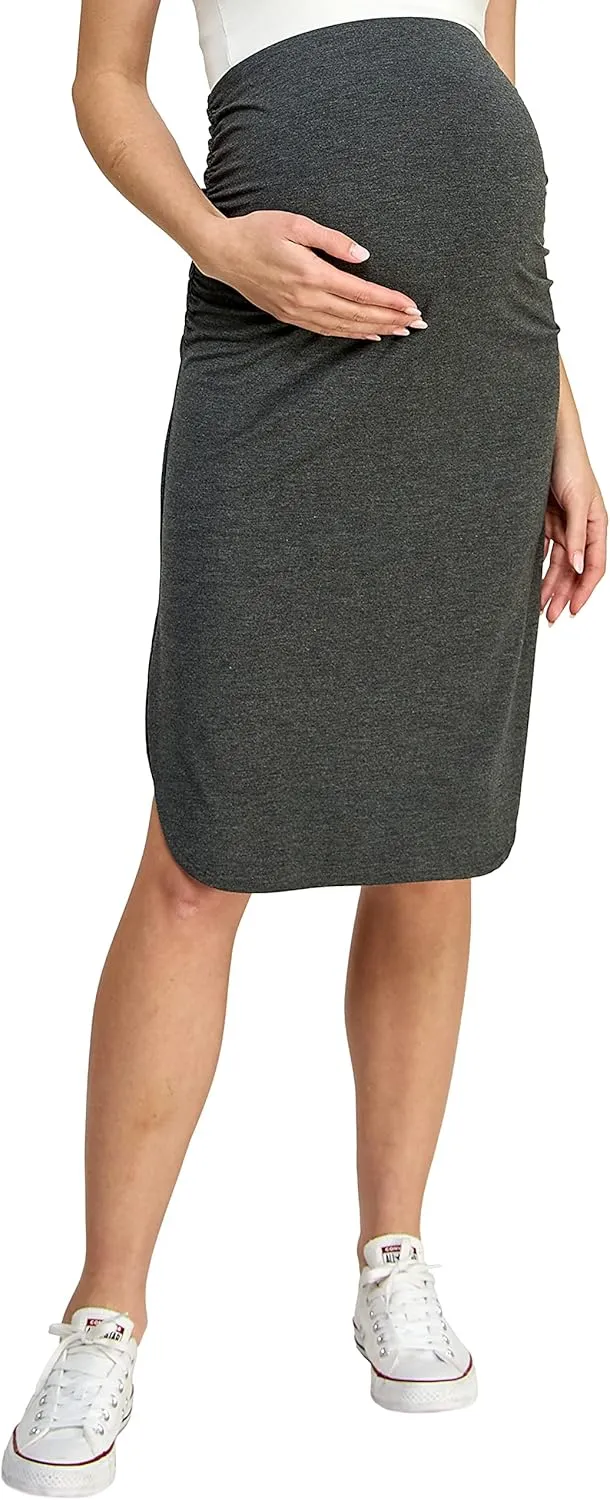 Women's Side Split High Waist Midi Maternity Skirt