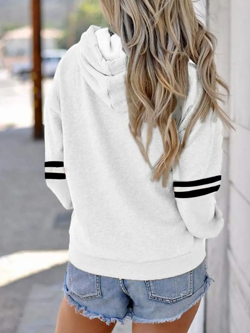 Womens Soccer Mom Hoodies Long Sleeve Casual Loose Striped Soccer Graphic Sweatshirt with Pocket