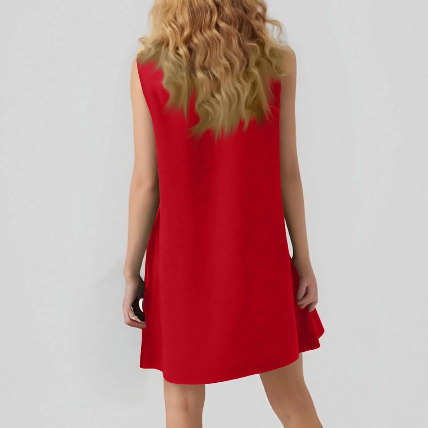 Women's Summer Dresses 2025 Round Neck Ruffle Sleeveless Tank Dress Casual A-Line Sundresses Beach Vacation Clothes