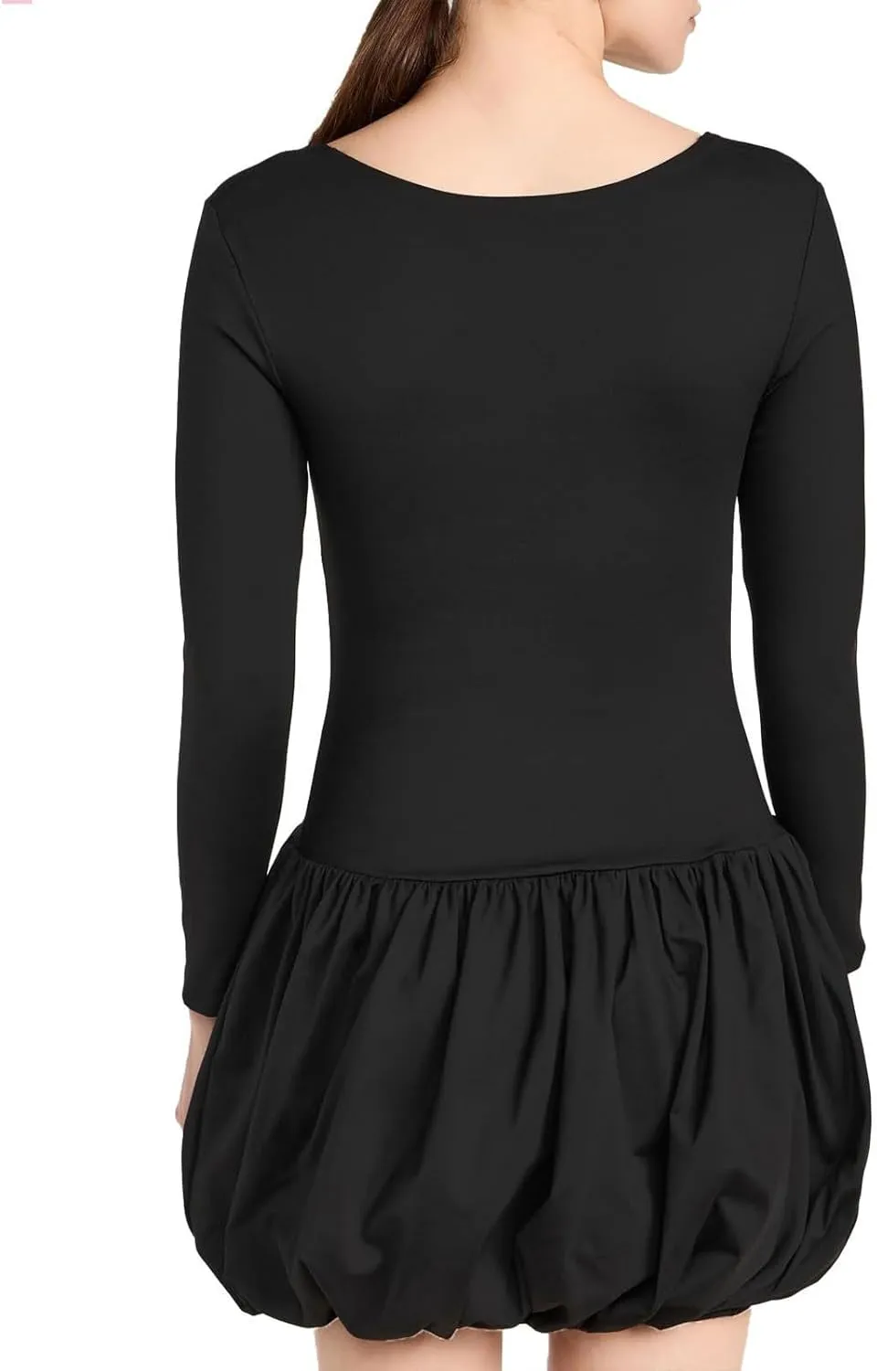 Womens Summer Dresses Sexy Bubble Mini Dress Square Neck Long Sleeve Color Block Skirts Slim Fit Party Dresses