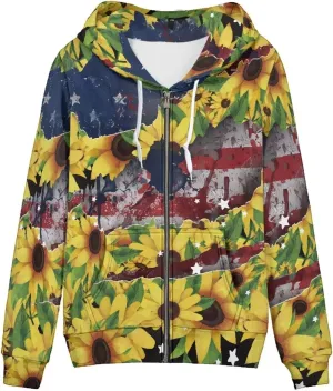 Womens Zip Up Hoodie Oversized Drawstring Jacket Long Sleeve Lightweight Fall Sweatshirt with Pockets