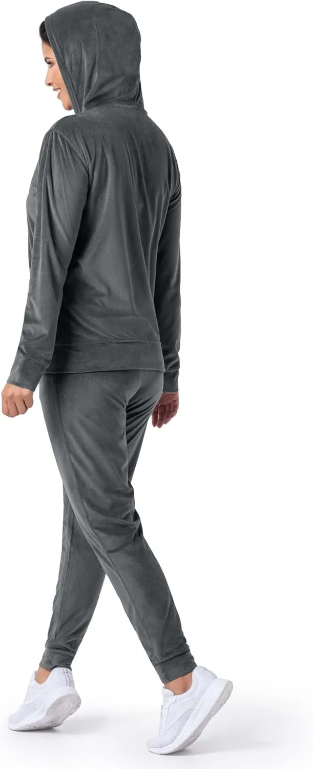 Wright's womens Velour Tracksuit 2 Piece Zip Up Hoodie and Jogger