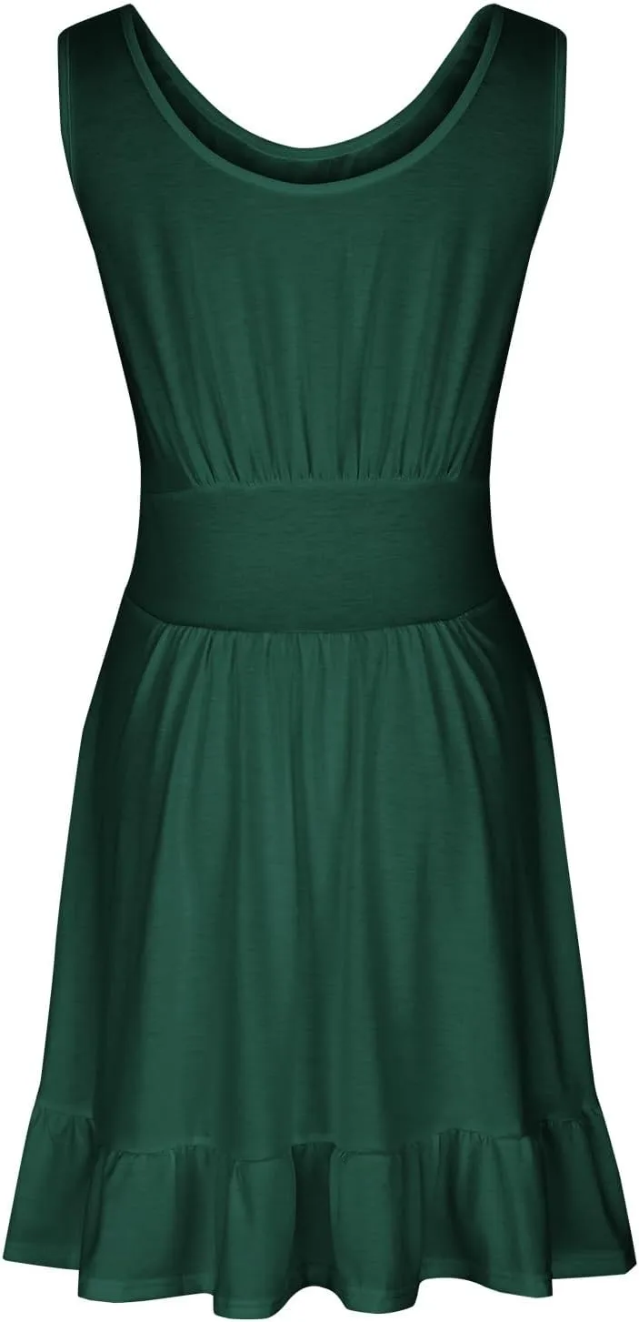XUNRYAN 2024 Summer Tank Dresses Women Casual Mini Dress Sleeveless Tiered Ruffle Sundress Trendy Beach Vacation Outfit