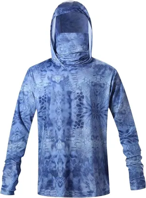 YIBIMOTTO Plus Size Athletic Hoodies for Men UPF 50  Sun Shirt with Mask Long Sleeve Fishing Shirt Sports Shirt Big and Short
