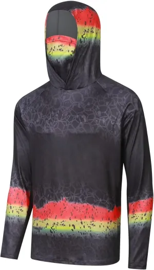 YIBIMOTTO Plus Size Athletic Hoodies for Men UPF 50  Sun Shirt with Mask Long Sleeve Fishing Shirt Sports Shirt Big and Short