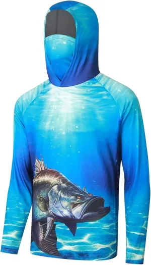 YIBIMOTTO Plus Size Athletic Hoodies for Men UPF 50  Sun Shirt with Mask Long Sleeve Fishing Shirt Sports Shirt Big and Short