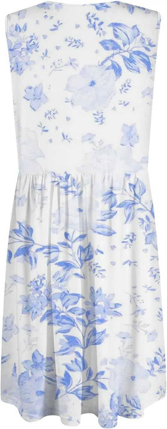YUTANRAL Summer Dresses for Women 2025 Trendy Button Down V Neck Sleeveless Casual Loose Midi Tank Dress Resort Wear